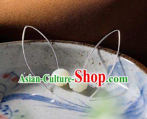 Top Chinese Classical Ear Jewelry Accessories Cheongsam Jade Lotus Earrings