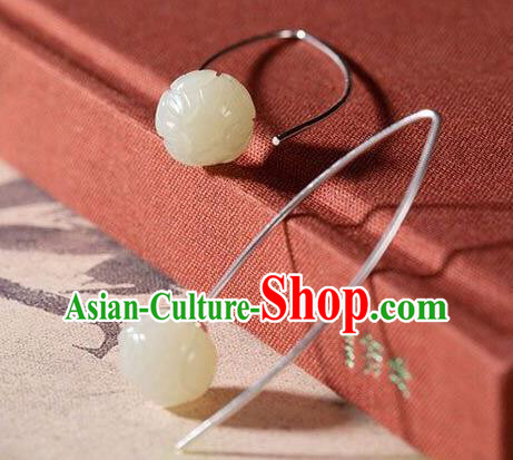 Top Chinese Classical Ear Jewelry Accessories Cheongsam Jade Lotus Earrings