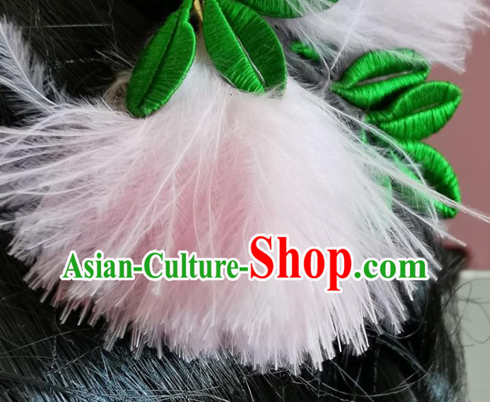 China Handmade Pink Albizia Flower Hair Stick Traditional Hanfu Hairpin