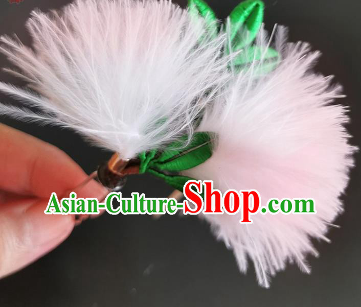 China Handmade Pink Albizia Flower Hair Stick Traditional Hanfu Hairpin