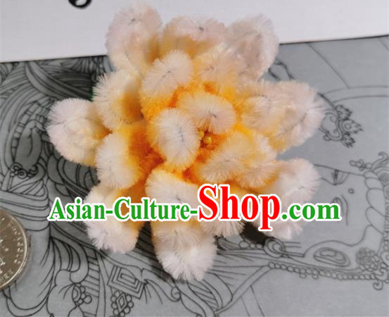 China Traditional Hanfu Hair Accessories Ancient Princess Yellow Velvet Camellia Hairpin Handmade Hair Stick