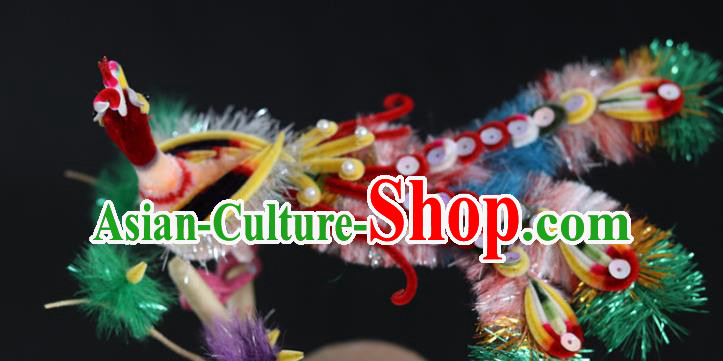 China Traditional Ancient Hanfu Colorful Phoenix Hair Stick Handmade Velvet Hairpin
