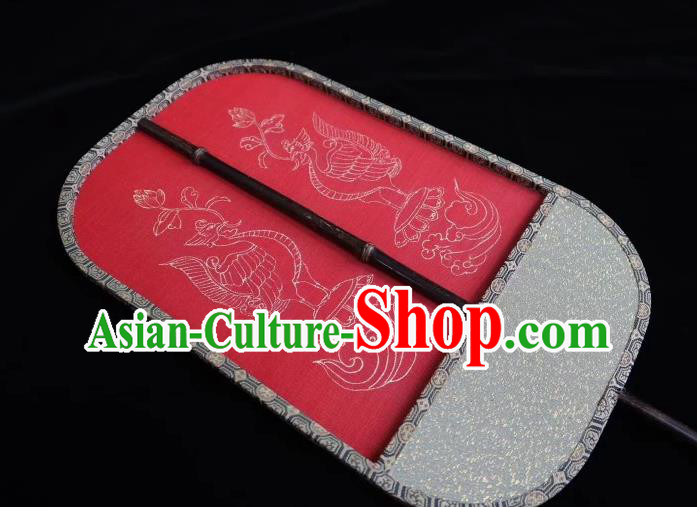 China Traditional Red Silk Palace Fan Hand Painting Fan Tang Dynasty Princess Fans