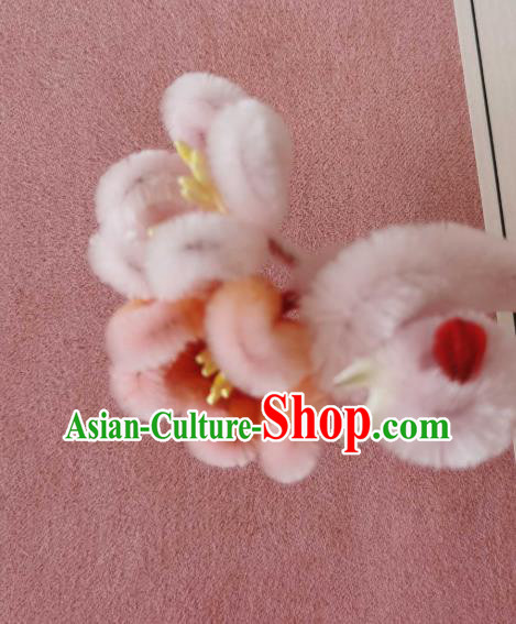 China Classical Hanfu Velvet Plum Bird Hair Stick Traditional Ancient Court Hairpin