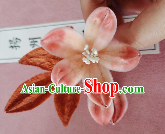 China Classical Hanfu Hair Stick Traditional Ancient Court Lady Velvet Flowers Hairpin