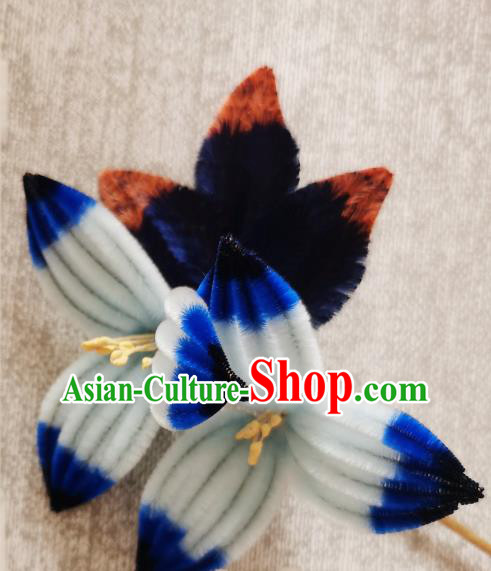China Classical Velvet Flowers Hair Stick Handmade Hair Accessories Traditional Cheongsam Hairpin