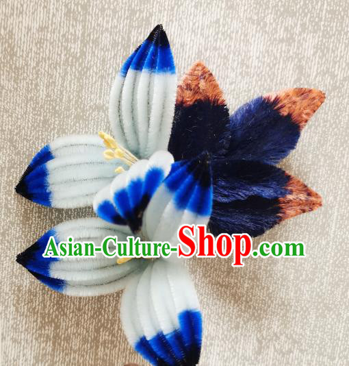 China Classical Velvet Flowers Hair Stick Handmade Hair Accessories Traditional Cheongsam Hairpin