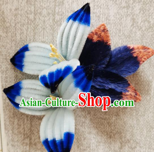 China Classical Velvet Flowers Hair Stick Handmade Hair Accessories Traditional Cheongsam Hairpin