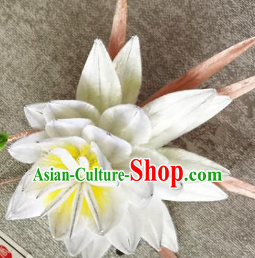 China Classical White Epiphyllum Hair Stick Handmade Hair Accessories Traditional Cheongsam Flower Hairpin