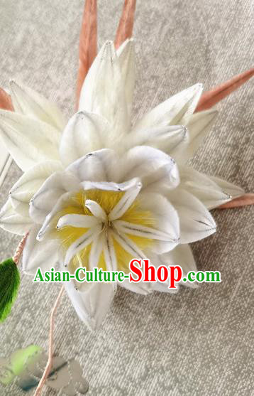 China Classical White Epiphyllum Hair Stick Handmade Hair Accessories Traditional Cheongsam Flower Hairpin