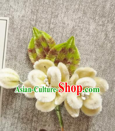 China Traditional Cheongsam Pear Blossom Hairpin Handmade Hair Accessories Classical Velvet Flowers Hair Stick
