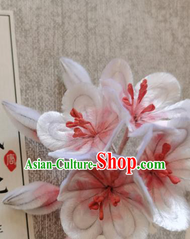 China Classical Plum Blossom Hair Stick Traditional Ancient Princess Velvet Flowers Hairpin