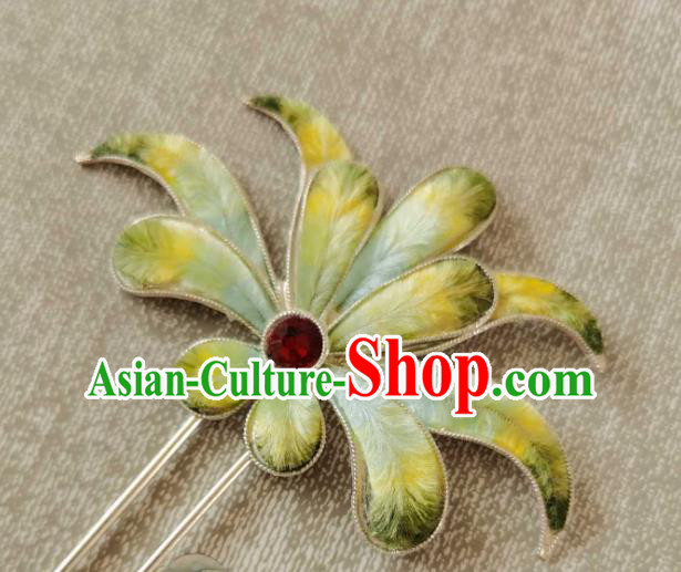 China Classical Hanfu Velvet Hair Stick Traditional Ancient Qing Dynasty Court Silver Hairpin
