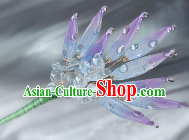 China Classical Hanfu Purple Bamboo Leaf Hairpin Traditional Hair Stick