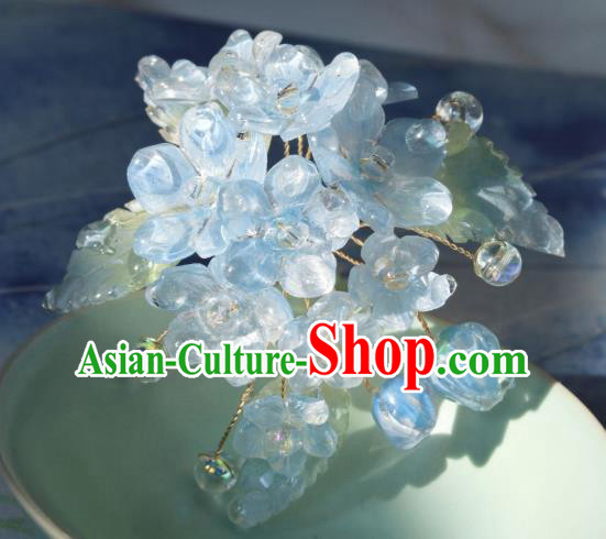 China Classical Hanfu Flowers Hairpin Traditional Blue Hydrangea Hair Stick