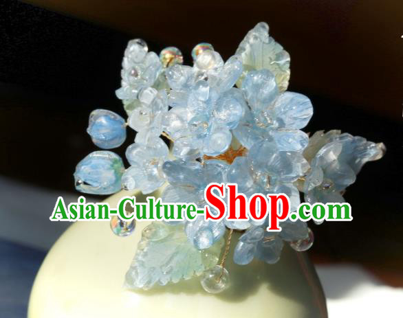 China Classical Hanfu Flowers Hairpin Traditional Blue Hydrangea Hair Stick