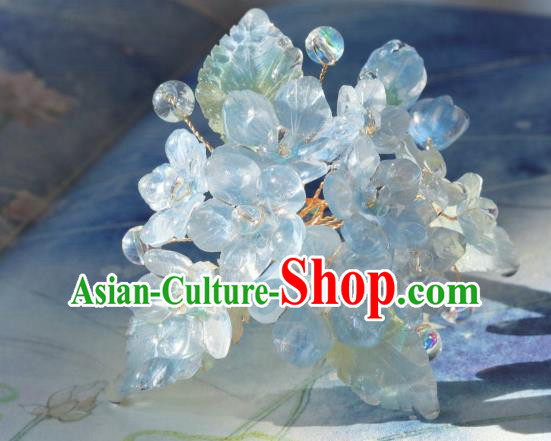 China Classical Hanfu Flowers Hairpin Traditional Blue Hydrangea Hair Stick