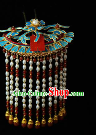 China Classical Wedding Pearls Tassel Hairpin Traditional Qing Dynasty Empress Hair Stick