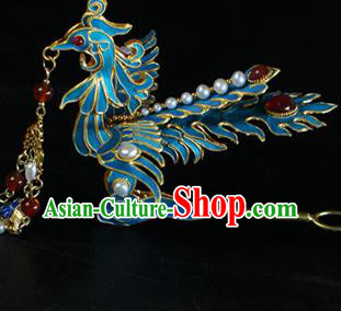 China Ancient Empress Pearls Phoenix Hairpin Traditional Qing Dynasty Tassel Hair Stick