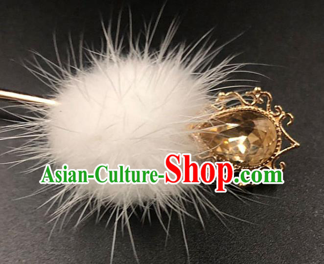 China Traditional Yellow Crystal Hair Accessories Ancient Hanfu Hairpin Ming Dynasty Princess Hair Stick