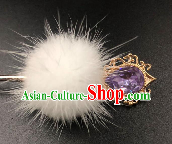 China Ancient Ming Dynasty Princess Hair Stick Traditional Hanfu Purple Crystal Hairpin Hair Accessories
