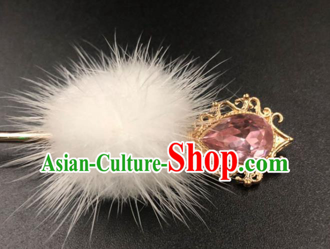 China Traditional Hanfu Venonat Hairpin Ancient Princess Pink Crystal Hair Stick Ming Dynasty Hair Accessories