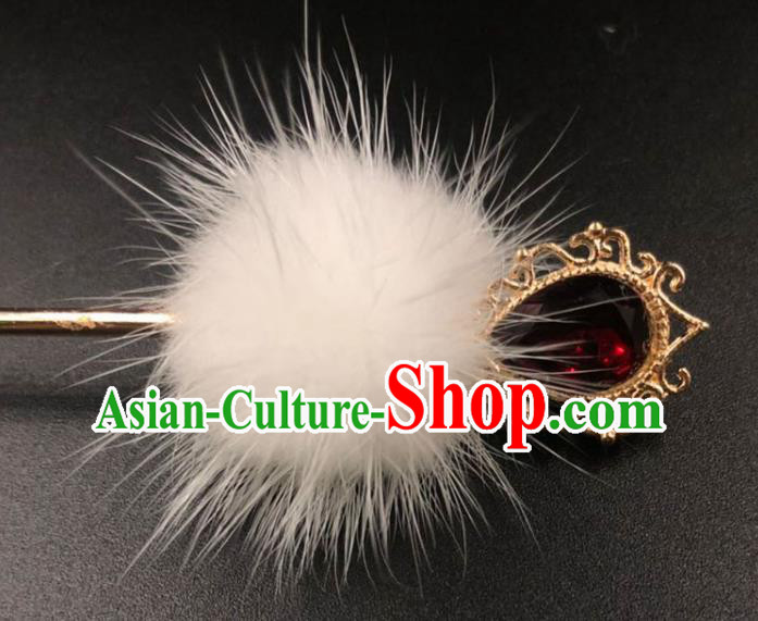 China Traditional Hanfu Venonat Hairpin Ancient Princess Red Crystal Hair Stick Ming Dynasty Hair Accessories