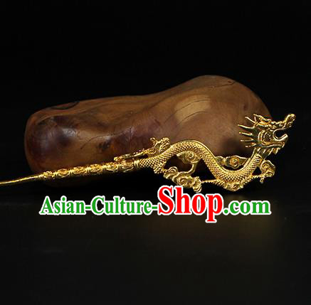 China Ancient Emperor Hair Accessories Traditional Hanfu Golden Hairdo Crown and Hairpins