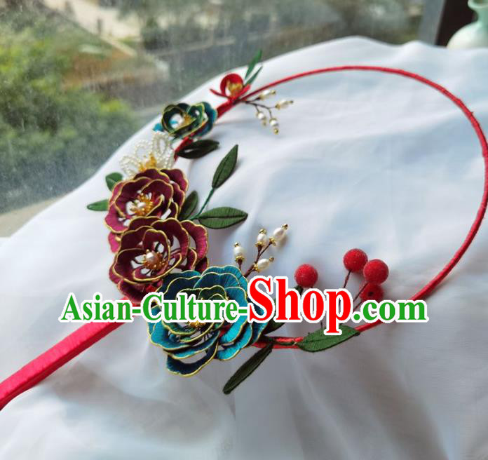 China Ancient Bride Wedding Accessories Traditional Hanfu Silk Peony Palace Fan