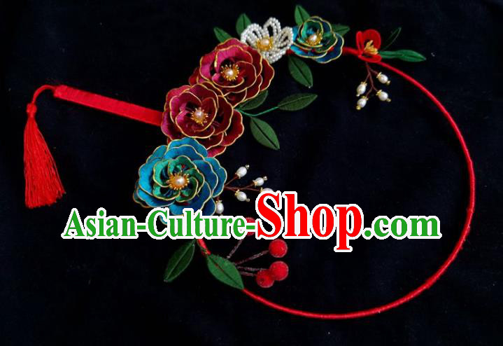 China Ancient Bride Wedding Accessories Traditional Hanfu Silk Peony Palace Fan