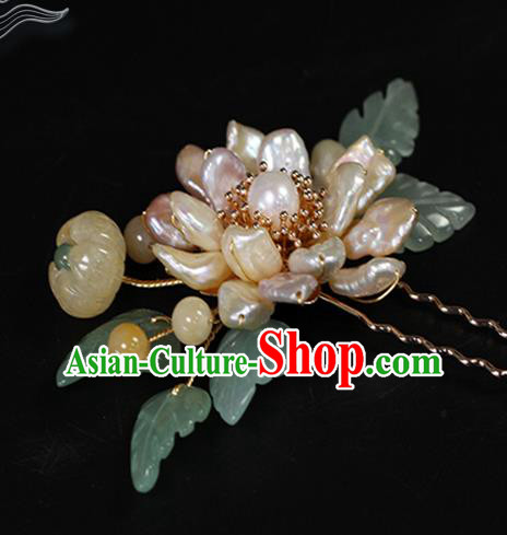 China Ancient Princess Pearls Hairpin Traditional Ming Dynasty Ceregat Hair Stick