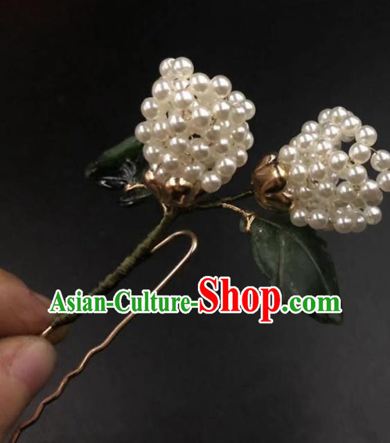 China Ancient Princess Tulip Hairpin Traditional Qing Dynasty Court Beads Hair Sticks
