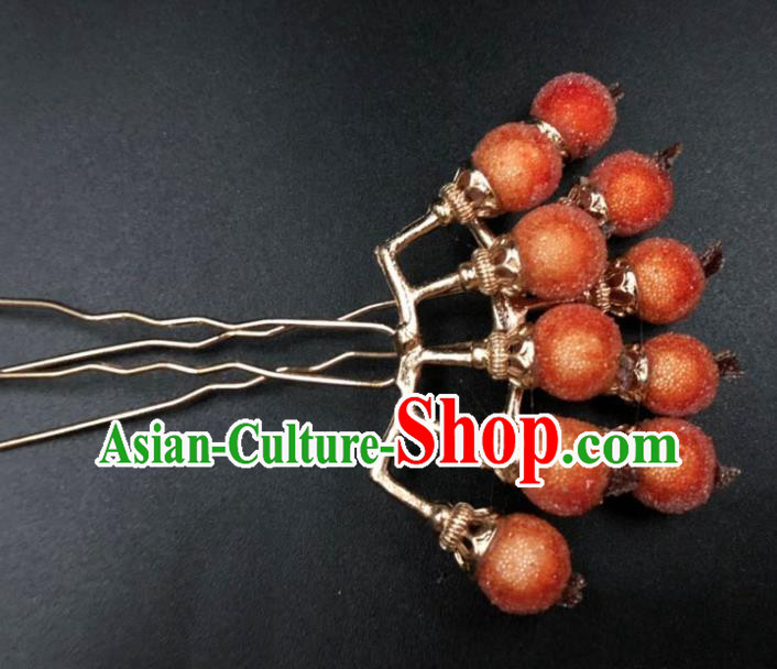 China Ancient Princess Hairpin Traditional Ming Dynasty Orange Berry Hair Stick