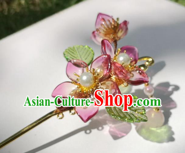 China Ancient Princess Plum Blossom Hair Stick Traditional Hanfu Hair Accessories Ming Dynasty Lotus Seedpod Tassel Hairpin
