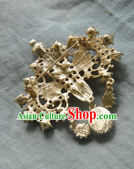 China Classical Cheongsam Gems Brooch Traditional Pearls Jewelry Accessories