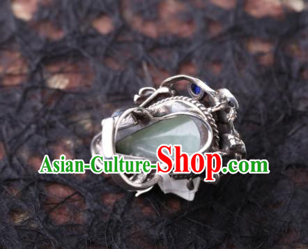 Handmade Chinese Silver Jewelry Traditional National Jade Ring Circlet