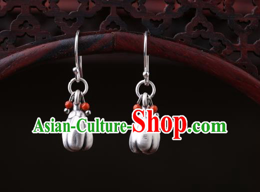 Chinese Classical Silver Finger Citron Ear Accessories Traditional Cheongsam Earrings
