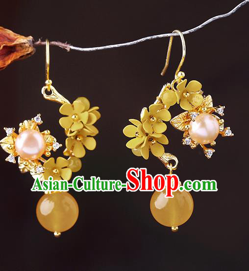 Chinese Classical Pearls Ear Accessories Traditional Cheongsam Osmanthus Earrings