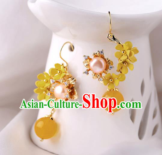 Chinese Classical Pearls Ear Accessories Traditional Cheongsam Osmanthus Earrings