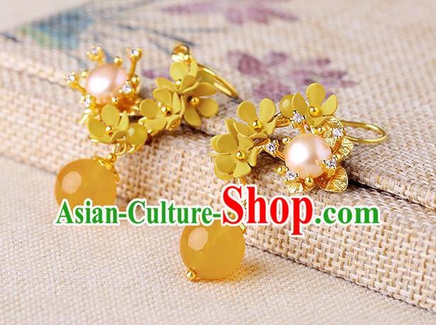 Chinese Classical Pearls Ear Accessories Traditional Cheongsam Osmanthus Earrings