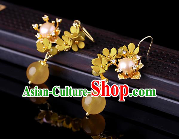 Chinese Classical Pearls Ear Accessories Traditional Cheongsam Osmanthus Earrings