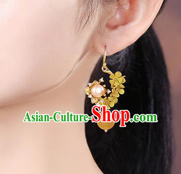 Chinese Classical Pearls Ear Accessories Traditional Cheongsam Osmanthus Earrings