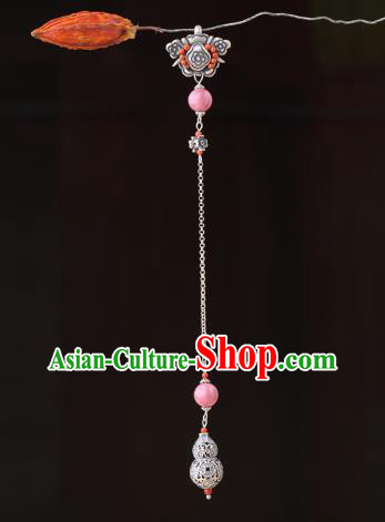 China Classical Silver Gourd Brooch Pendant Traditional Cheongsam Tassel Accessories