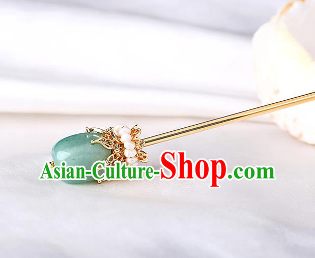 China Classical Hair Stick Traditional Cheongsam Hair Accessories Handmade Aventurine Hairpin