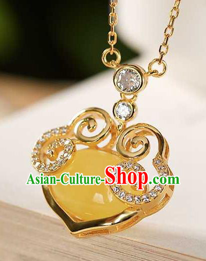 China Traditional Beeswax Necklace Classical Cheongsam Accessories