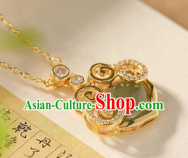 China Classical Cheongsam Accessories Traditional Hetian Jade Necklace