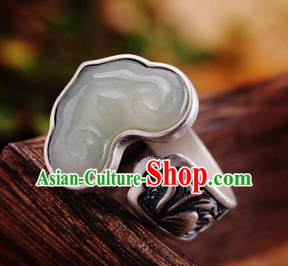 China Classical Cheongsam Jade Ring Accessories Traditional Silver Circlet Jewelry