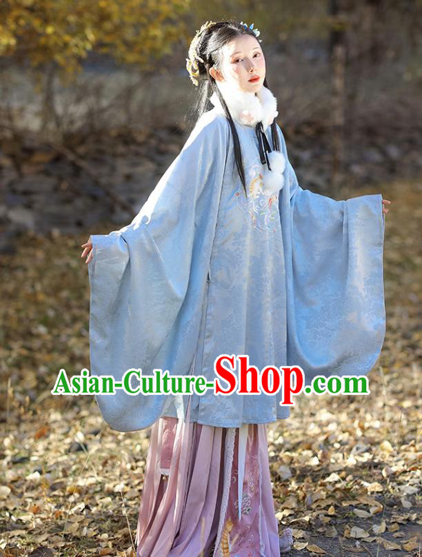 China Traditional Ming Dynasty Court Lady Historical Clothing Ancient Palace Princess Embroidered Hanfu Dress