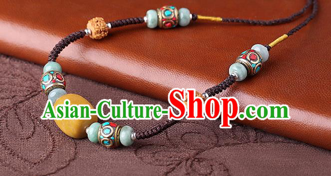 China Classical Buddhism Beads Necklace Traditional Cheongsam Necklet Accessories