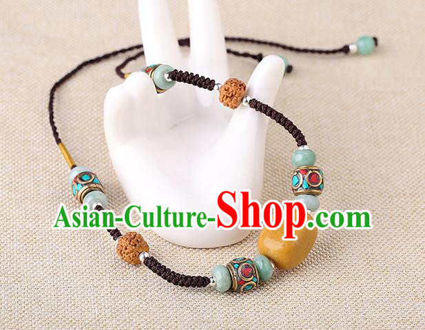 China Classical Buddhism Beads Necklace Traditional Cheongsam Necklet Accessories